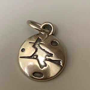 .925 Witch on a Broom Halloween Vintage Sterling Silver Jewelry Charm #fall